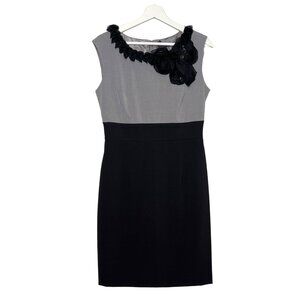New Directions Sleeveless Colorblock Sheath Dress Black Gray Women’s 6